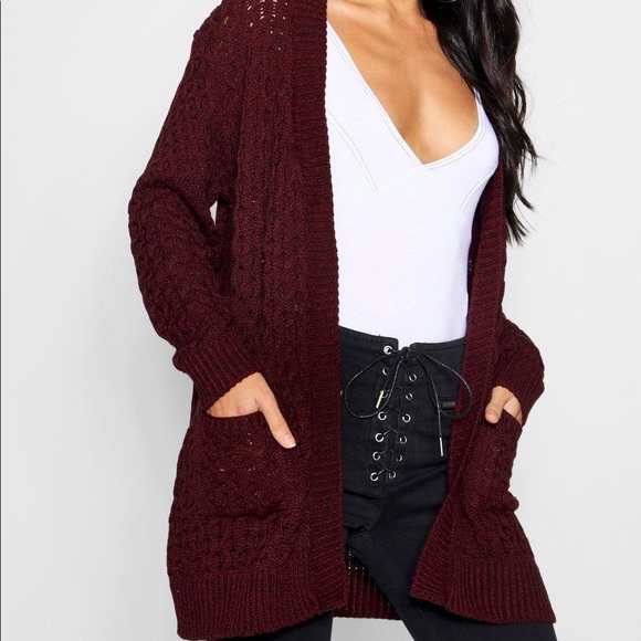 boohoo chunky knit cardigan